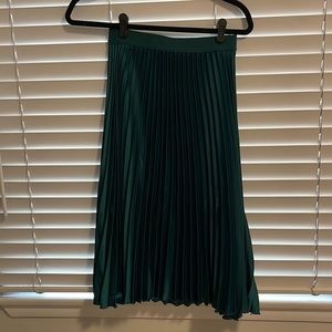 Green Pleated Midi Skirt